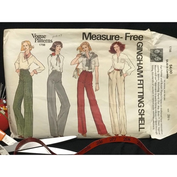 Vogue Pattern 1798 Measure-Free Gingham Fitting Shell Pants On-Trend Style - Picture 1 of 10